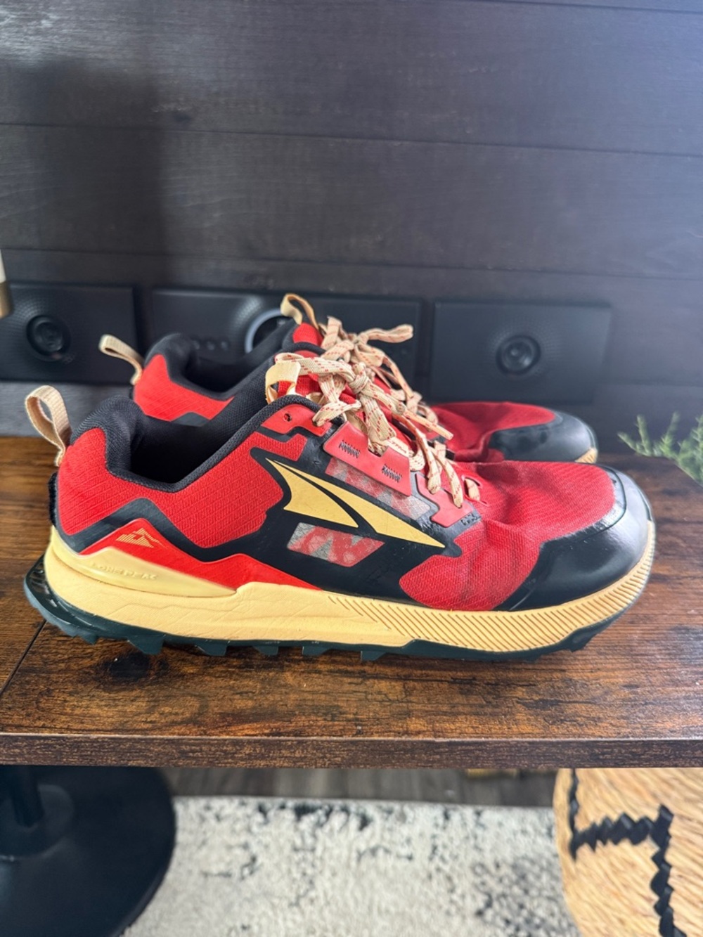 Altra Men's Red and Tan Trail Running Shoes with Black Accents